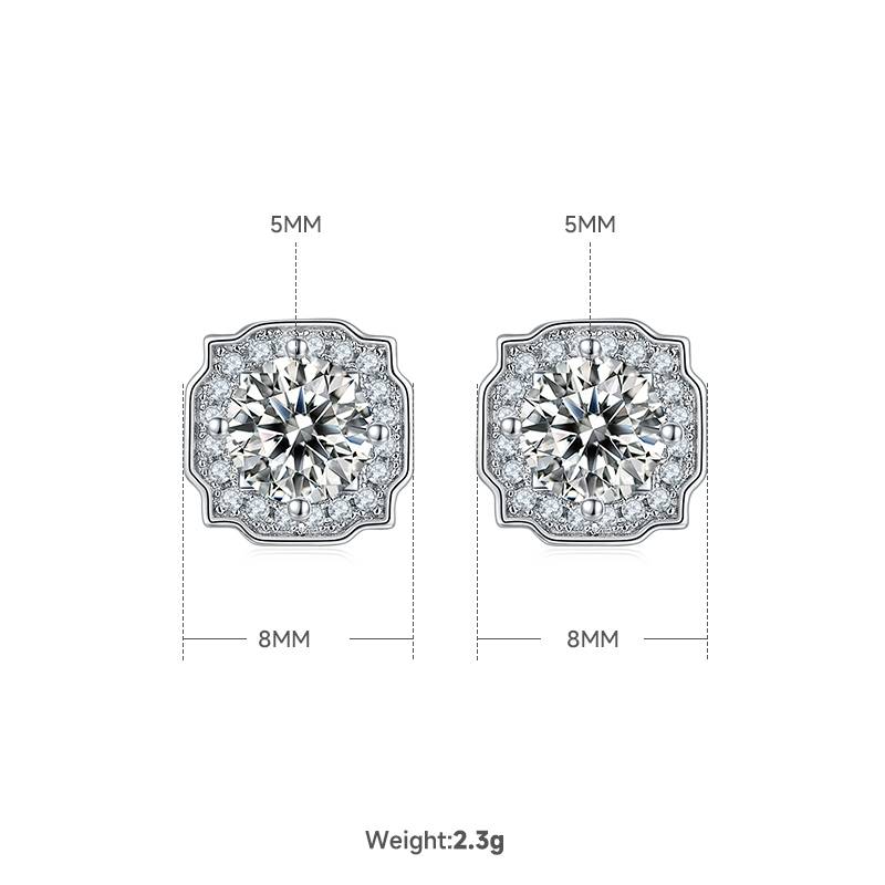 Classic Hairy S925 Silver Plated Platinum Moissanite Diamond Pendant Earnail Set